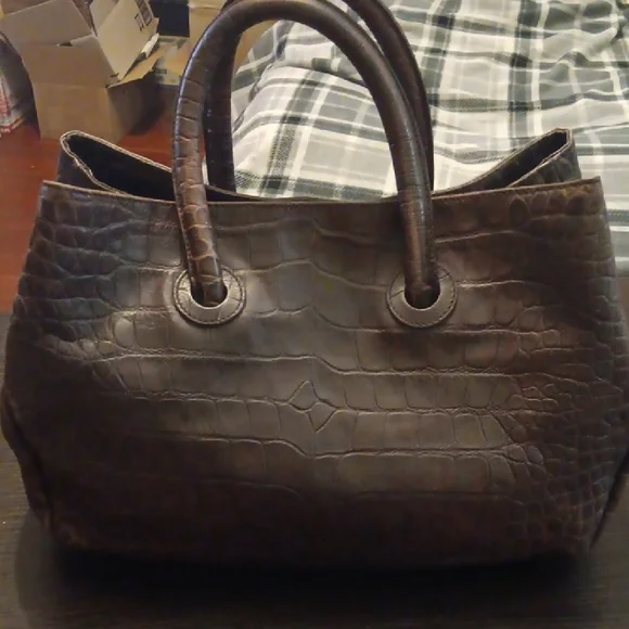 Furla Brown Crocodile-Embossed Women's Bag EUC - Picture 2 of 13